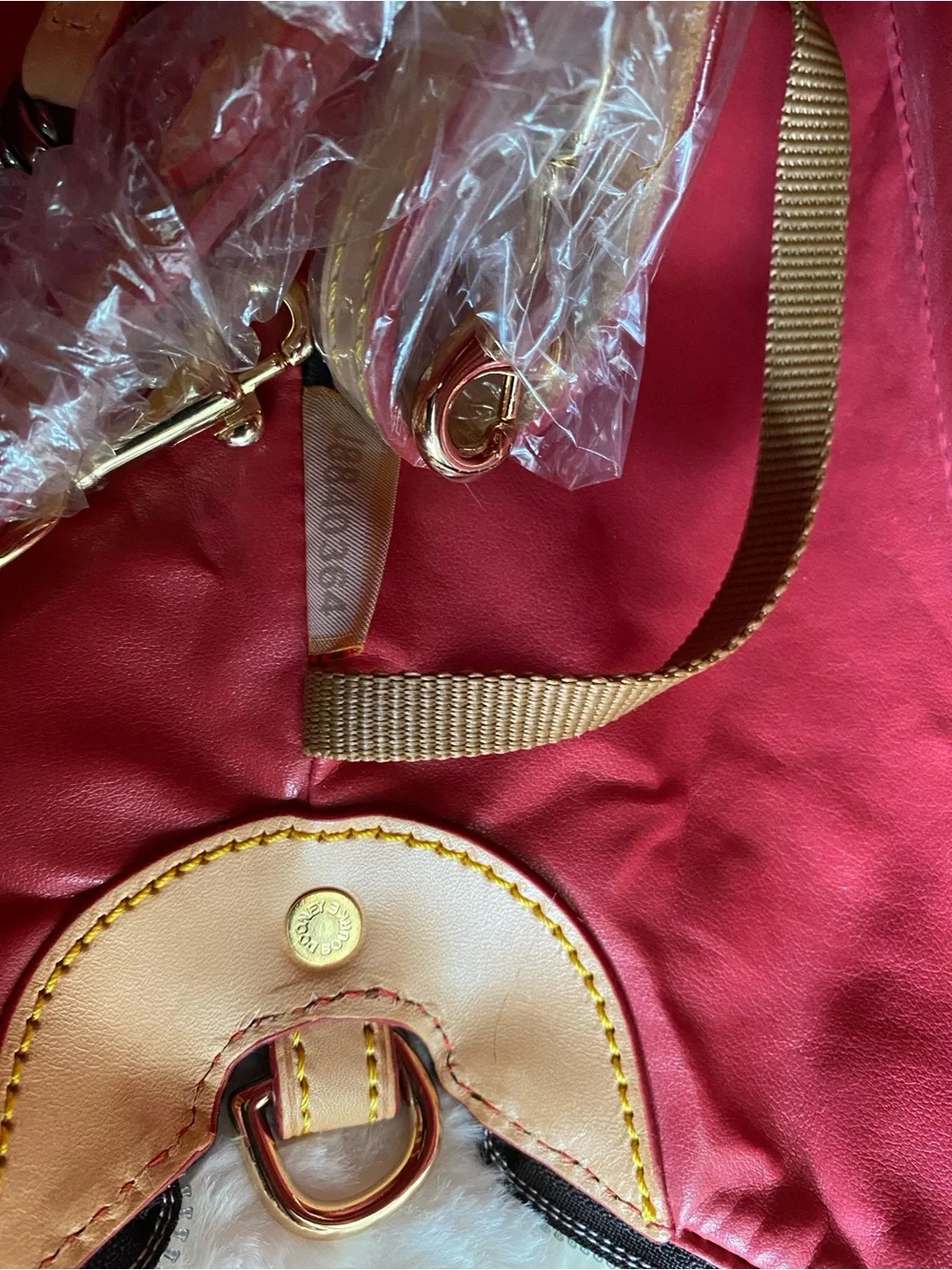 Dooney & Bourke Small Madeline Satchel in Black and Tan Leather w/ Strap